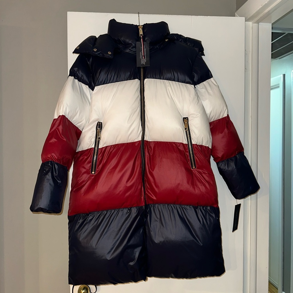 Authentic Tommy Hilfiger Women’s Colorblock Puffer Coat NWT